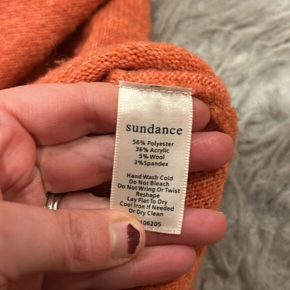 Sundance orange wool blend vneck sweater - Picture 3 of 4